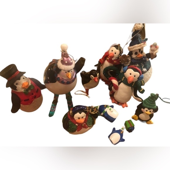 For The Love Of Penguins 9PC Christmas Ornaments All Sizes Cute & Charming - Picture 1 of 5